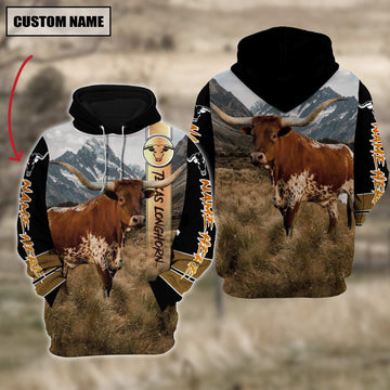 Joycorners Texas Longhorn Cattle 3D Customized Hoodie