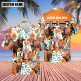 Joycorners Beefmaster Hibiscus Floral Custom Name 3D Hawaiian Shirt