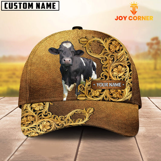 Joycorners Holstein Pattern Customized Name 3D Yellow Cap