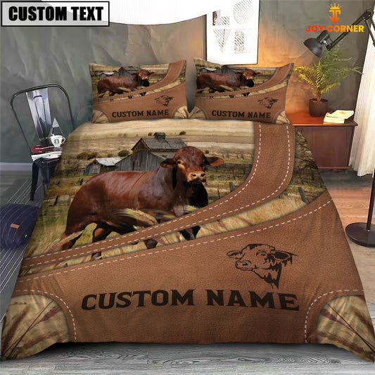 Joycorners Custom Name Beefmaster On Farm Bedding Set