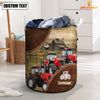 Joycorners Red Tractor Custom Name Laundry Basket