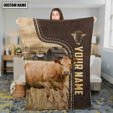 Joycorners Personalized Name Limousin Leather Pattern Blanket