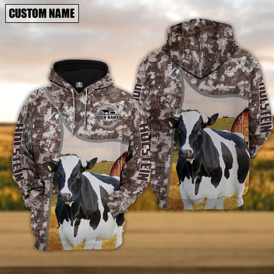 Joycorners Personalized Holstein Cattle Farm All Over Printed Hoodie