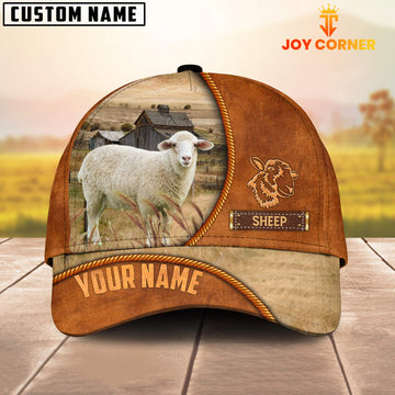 Joycorners Custom Name Sheep Leather Pattern Cap