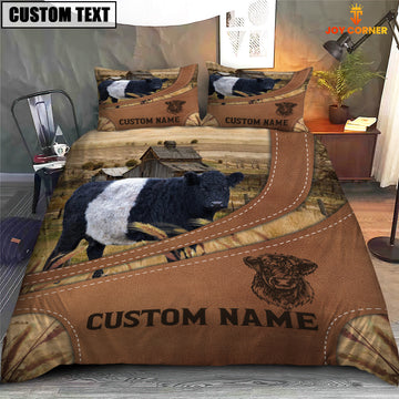 Joycorners Custom Name Belted Galloway On Farm Bedding Set