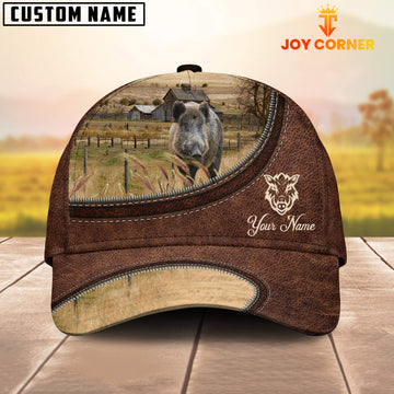 Joycorners Hogs On The Farm Customized Name Leather Pattern Cap
