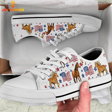 Joycorners Horse USA Flag Pattern Low Top Shoes