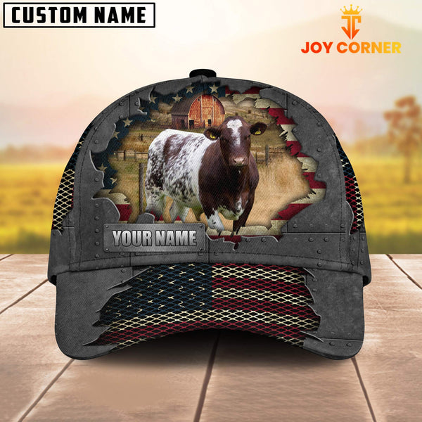 Joycorners Shorthorn Customized Name US Flag Net Cap