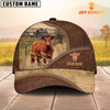 Joycorners Red Angus Zipper Leather Pattern Customized Name Cap