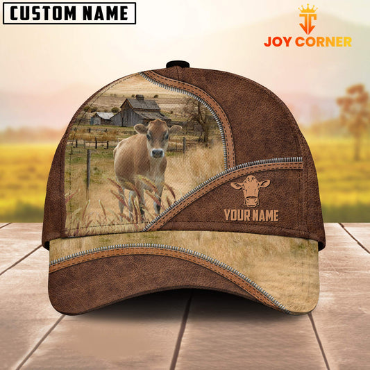 Joycorners Jersey Zipper Leather Pattern Customized Name Cap