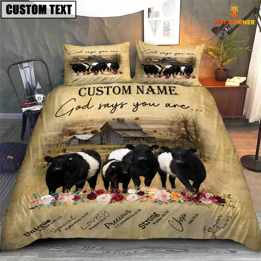 Joycorners Belted Galloway God Says You Are Custom Name Bedding Set