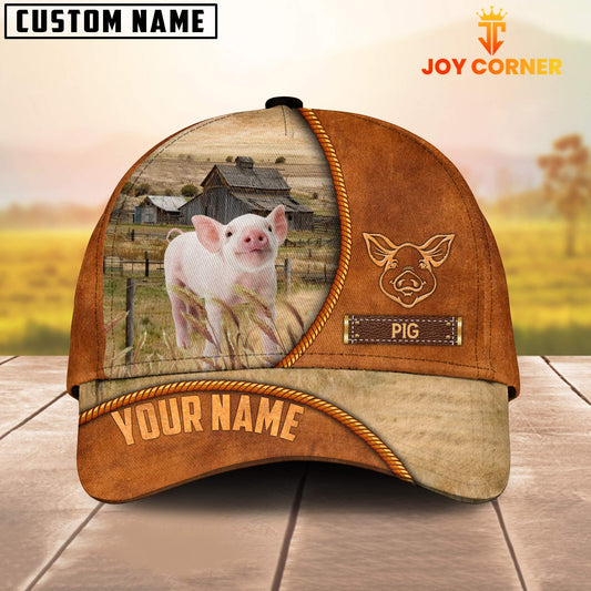 Joycorners Custom Name Pig Leather Pattern Cap