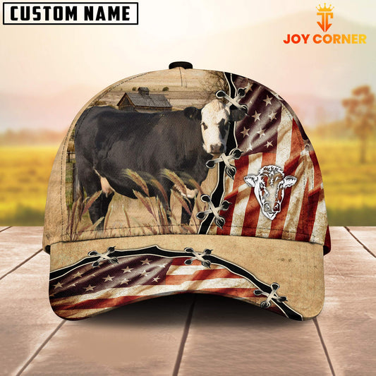 Joycorners Black Hereford American Flag Custom Name Retro Cap