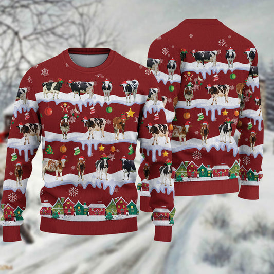 Joycorners Holstein Christmas Knitted Sweater