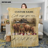 God Says You Are - Joycorners Personalized Name Highland Blanket