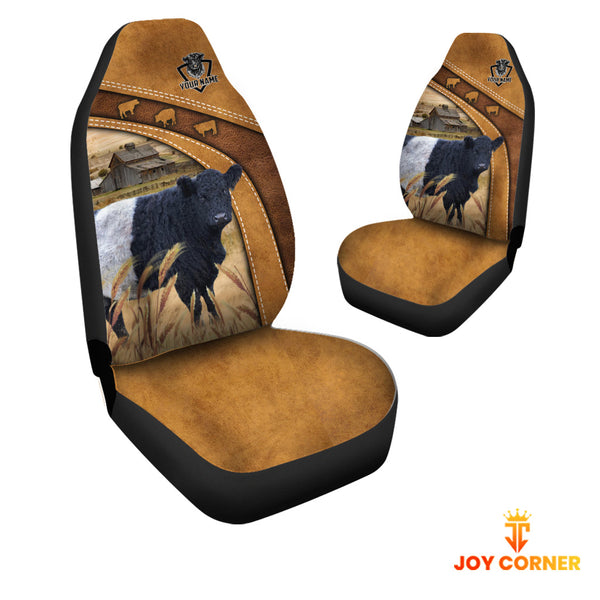Joycorners Belted Galloway Pattern Customized Name 3D Car Seat Cover Set (2PCS)