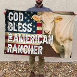 Joycorners God Bless The American Rancher Charolais Flag