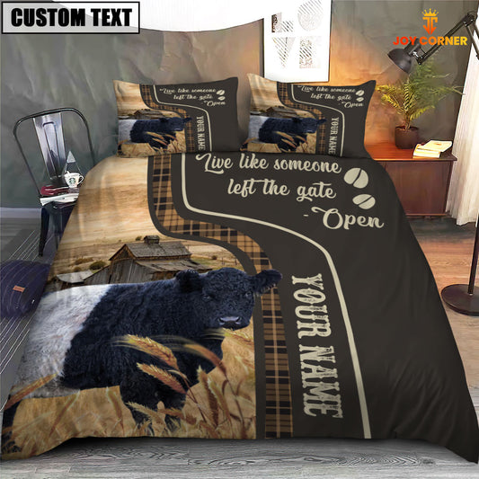 JoyCorners Belted Galloway Like Someone Left The Gate Open Customized Name 3D Bedding Set