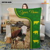 Joycorners Hereford Green Farming Blanket Custom Name