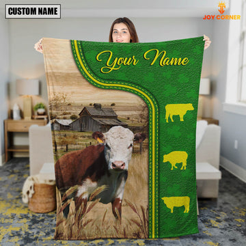 Joycorners Hereford Green Farming Blanket Custom Name