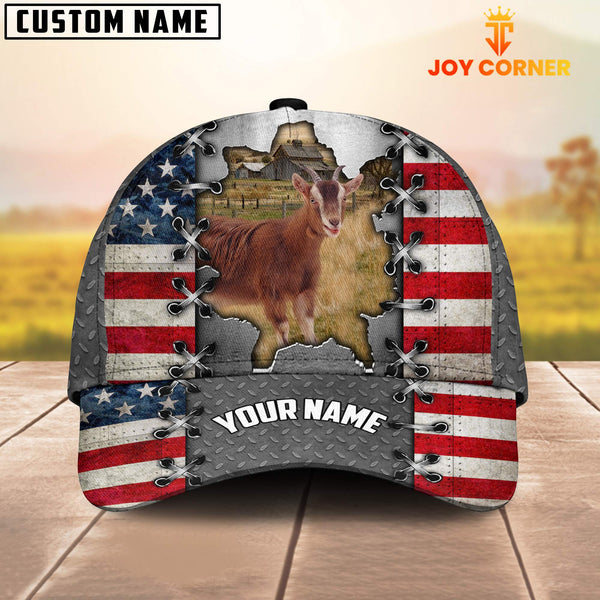 Joycorners Goat Customized Name US Flag Cap