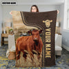 Joycorners Personalized Name Red Angus Leather Pattern Blanket