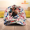 Joycorners Shorthorn American Flag Flowers Pattern Cap