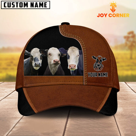 Joycorners Black Baldy Black Brown Farm Customized Name Cap