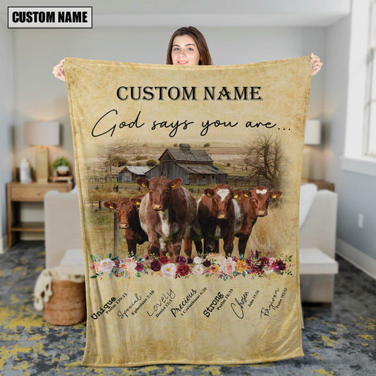 God Says You Are - Joycorners Personalized Name Shorthorn Blanket