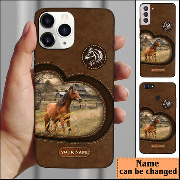 Joycorners Horse Leather Pattern Custom Name Phone Case - Samsung