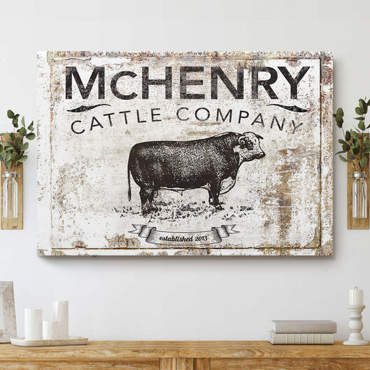Joycorners Custom Text Hereford Cattle Canvas