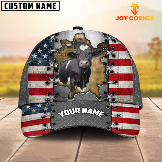 Joycorners Holstein Customized Name US Flag Cap