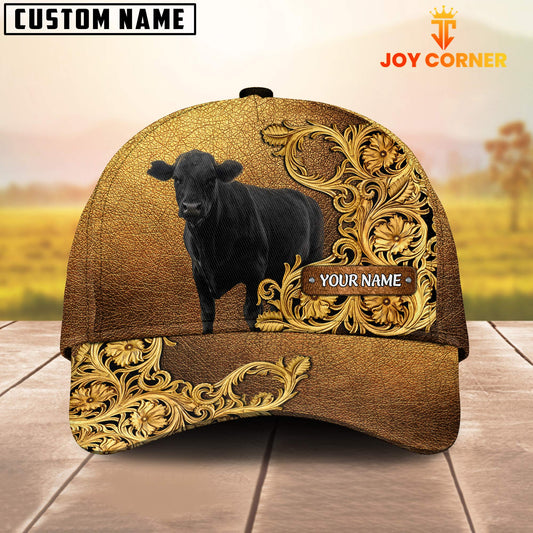 Joycorners Black Angus Pattern Customized Name 3D Yellow Cap
