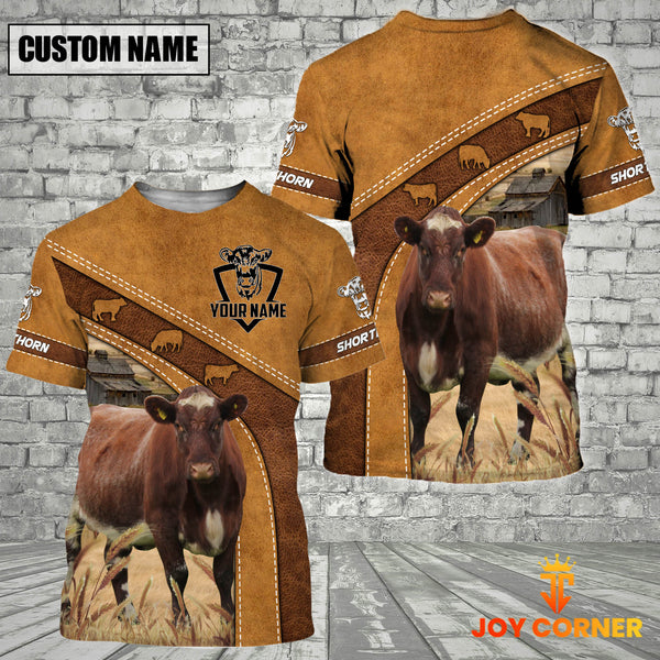 Joycorner Custom Name Shorthorn Pattern T-Shirt
