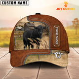 Joycorners Custom Name Black Angus Cattle Cap On The Meadow