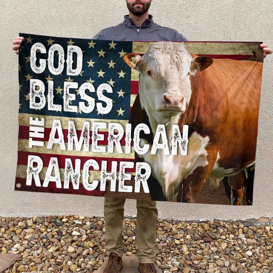 Joycorners God Bless The American Rancher Hereford Flag