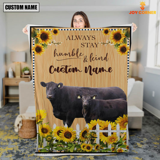 Joycorners Black Angus Custom Name - Always Stay Humble and Kind Blanket