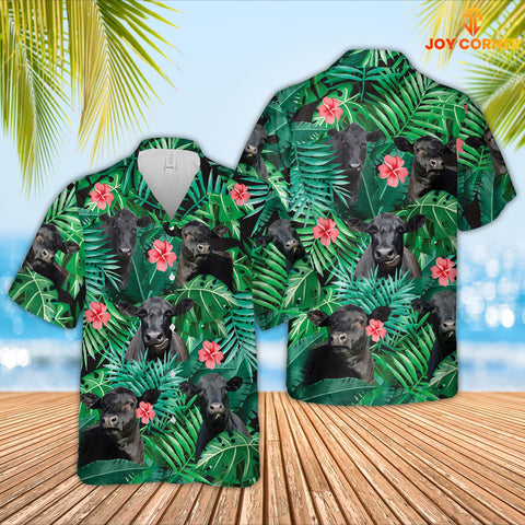 Joy Corners Black Angus 3D Hawaiian Shirt