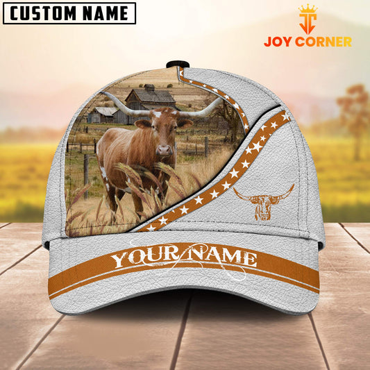 Joycorners Texas Longhorn White Pattern Customized Name 3D Cap