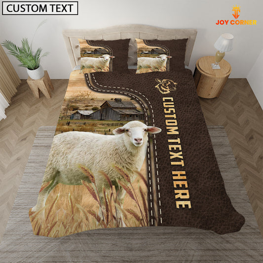 Joycorners Sheep Custom Text Leather Pattern Bedding Set