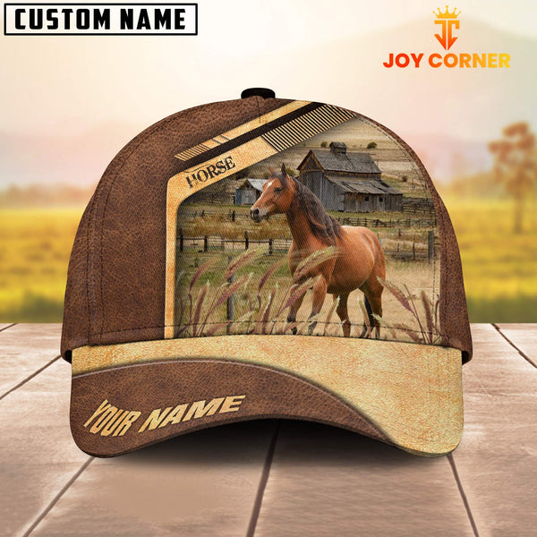 Joycorners Horse Customized Name Brown Farm Cap