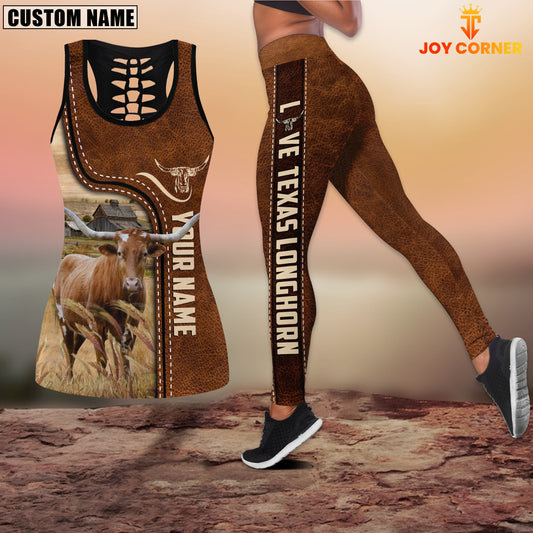 Joycorners Texas Longhorn Custom Name Combo Tank & Leggings