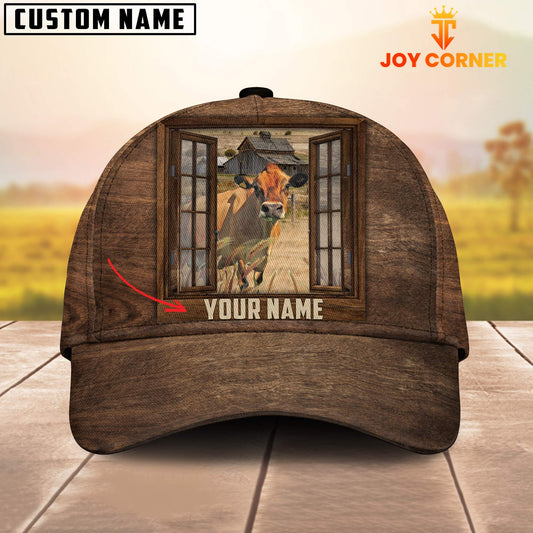 Joycorners Custom Name Jersey Window Brown Cap