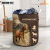 Joycorners Horse Custom Name Leather Pattern Laundry Basket