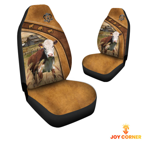 Joycorners Hereford Pattern Customized Name 3D Car Seat Cover Set (2PCS)