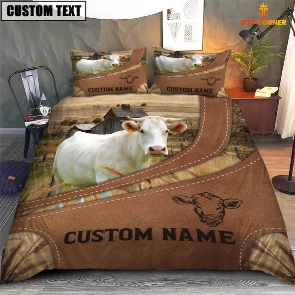 Joycorners Custom Name Charolais On Farm Bedding Set