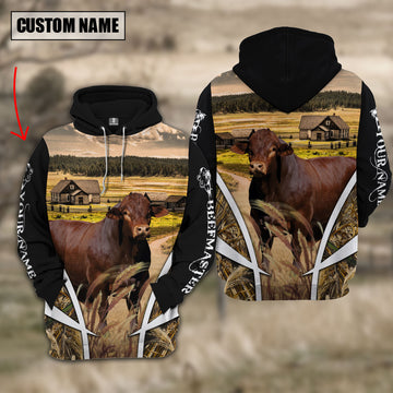 Joycorners Beefmaster Custom Name Meadow Pattern Black Hoodie