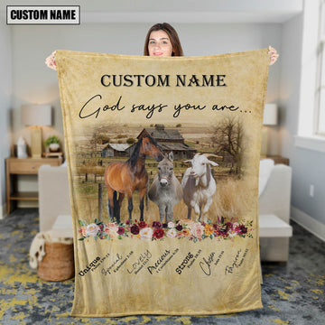 God Says You Are - Joycorners Personalized Name Belted Galloway Blanket