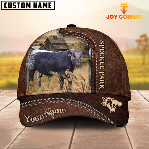 Joycorners Black Speckled Park Customized Name Leather Pattern Cap