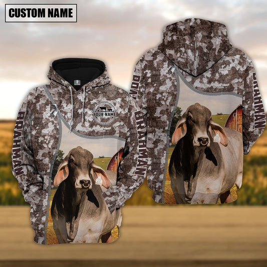 Joycorners Personalized Brahman Cattle Farm All Over Printed Hoodie
